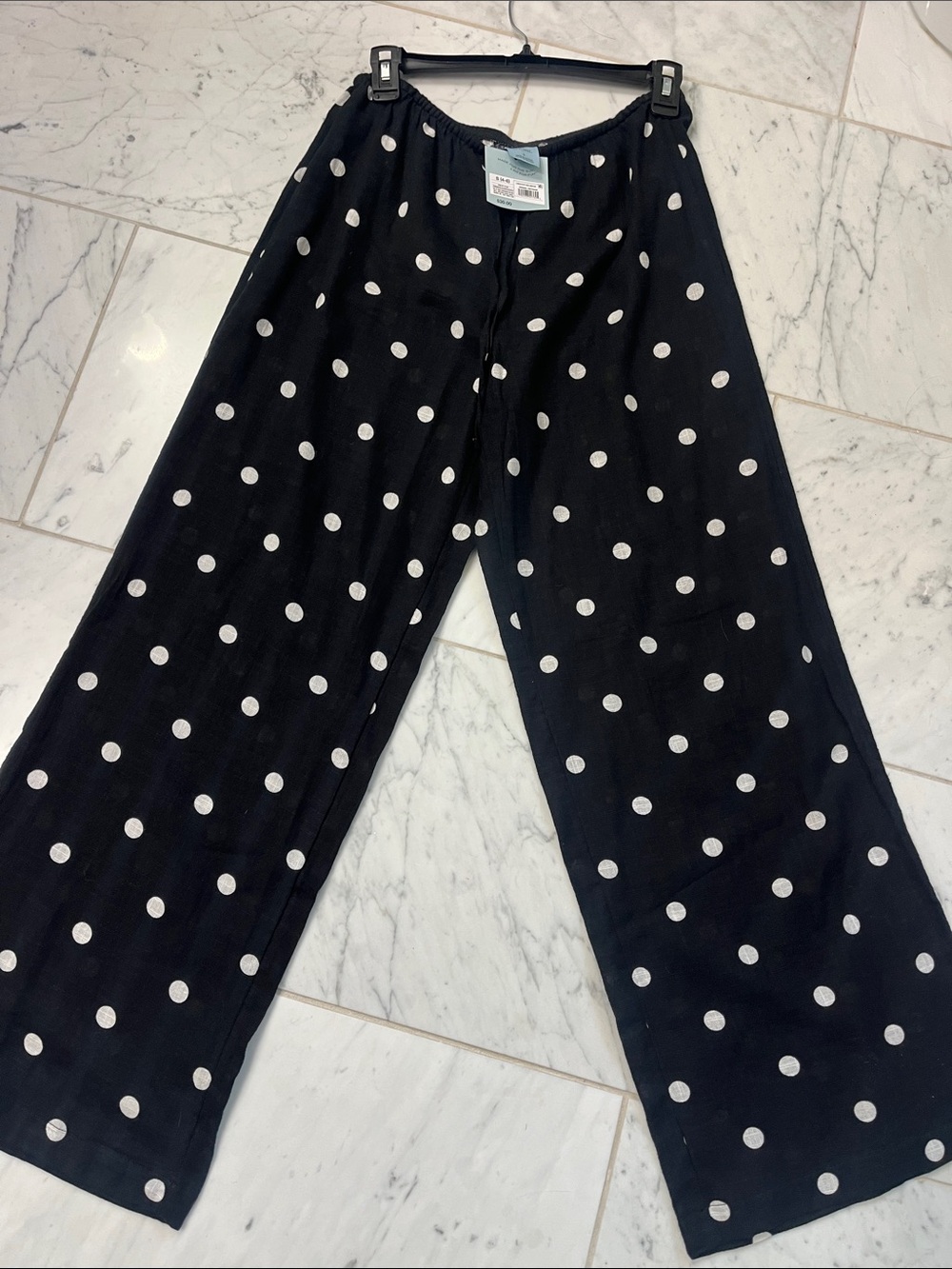 Shade & Shore Black Pajama Pants with White Polka Dots